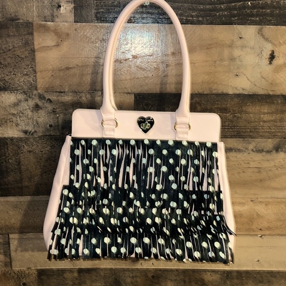 Betsey Johnson Handbags - BETSEY Johnson Pink Purse W/Black & White Polka Dots
